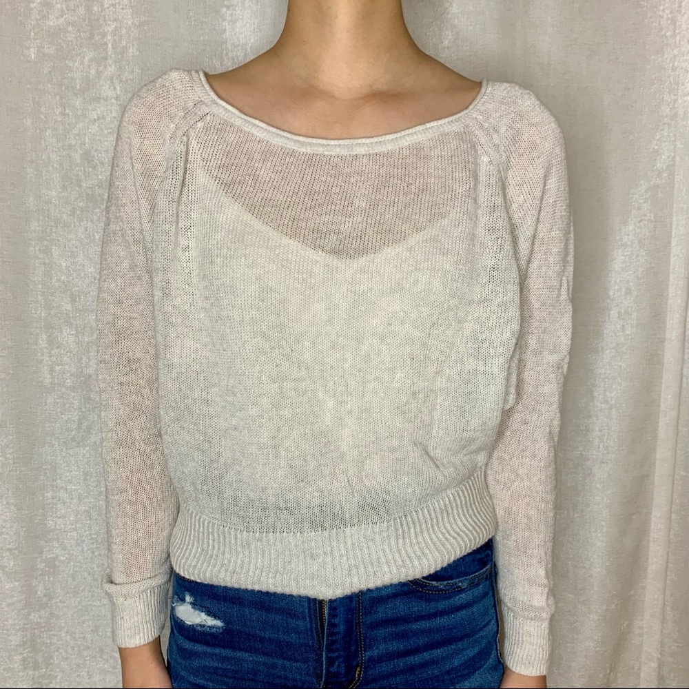 American Eagle Cream Crewneck Sweater XS